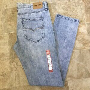 GUESS Men's Modern Skinny Avalon Fit Jeans Denim Pre Washed Light Blue 38X34